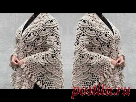 شال كروشيه مثلث راقي ومميز/crochet shawl