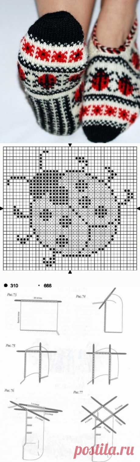 Тапочки с рисунком&quot;божья коровка&quot;