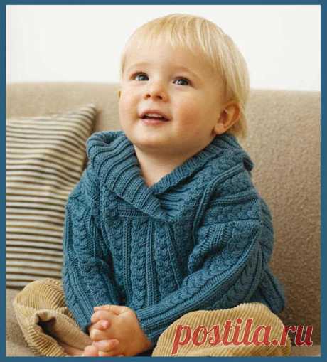 Пуловер с косами для мальчика / Вязание спицами