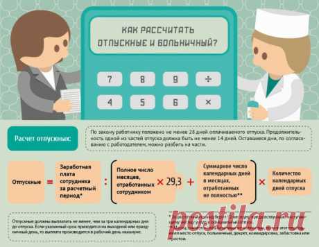 Как рассчитать отпускные и больничный? Инфографика