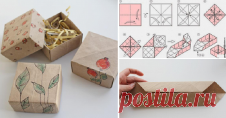 Как за 15 минут сделать коробочку из крафт-бумаги в технике оригами В этом мастер-классе я бы хотела продемонстрировать очень простой способ изготовления коробочки из крафт-бумаги. Вообще можно изготавливать из любой плотной бумаги.
