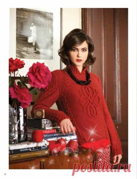 Женщина в красном. Великолепные вязаные модели от Vogue Knitting | Сундучок с подарками | Дзен