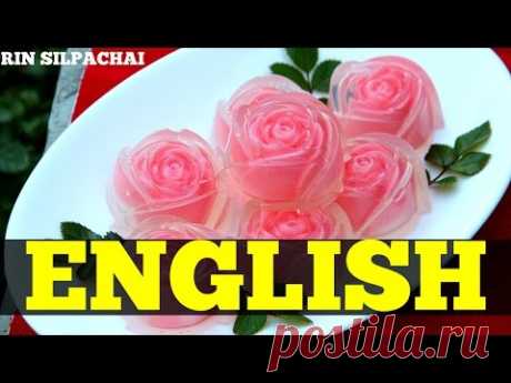 How to make Thai Rose Jelly for Valentine's Day | วุ้นกุหลาบแก้ว (English audio)
