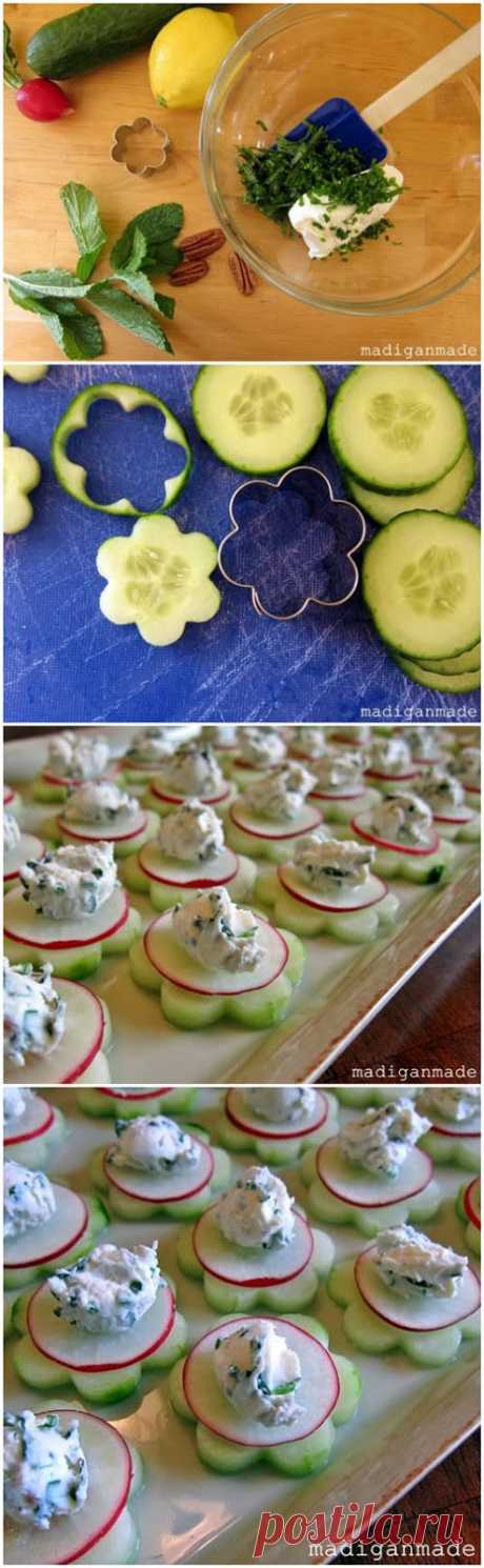 Garden Fresh Herbed Cucumber "Flower" Bites