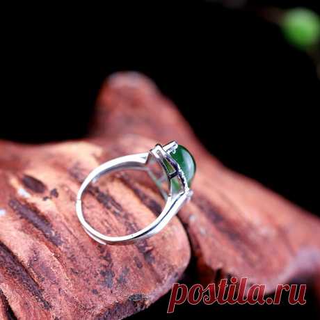 Statement Rings-Green Hetian jade Open ring 925 Silver | Etsy