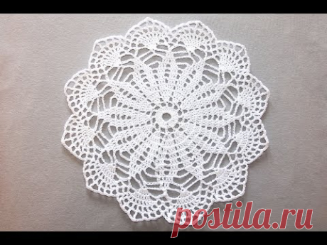 Ажурная салфетка крючком/Crochet Flower Doily For Beginners