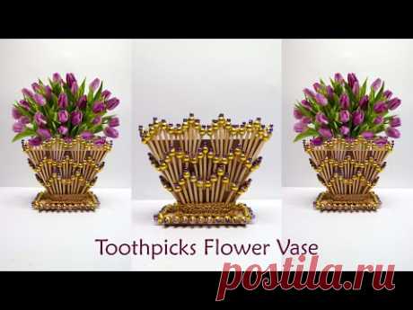 Ide Kreatif Vas bunga dari Tusuk Gigi ! Toothpicks Flower Vase DIY Ideas