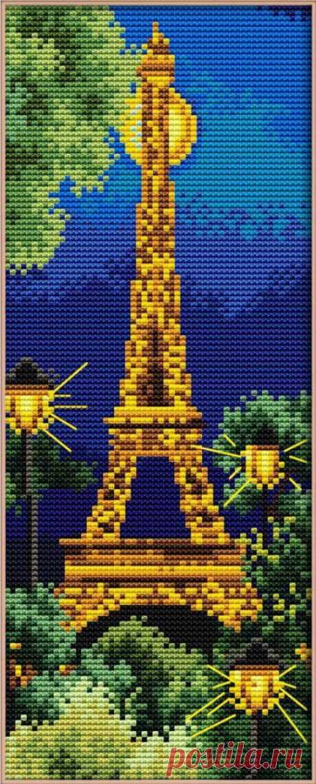 Вышивка Париж Эйфелева башня.