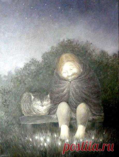 Одинокий человек и его кошка... Пронзительные картины Натальи Говорухиной (Осинцевой) | Лолкот.Ру
