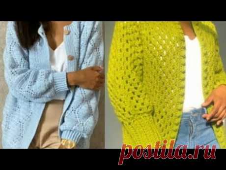 Жакеты крючком простым узором Идеи для вязания - Crocheted Jackets with Simple Pattern