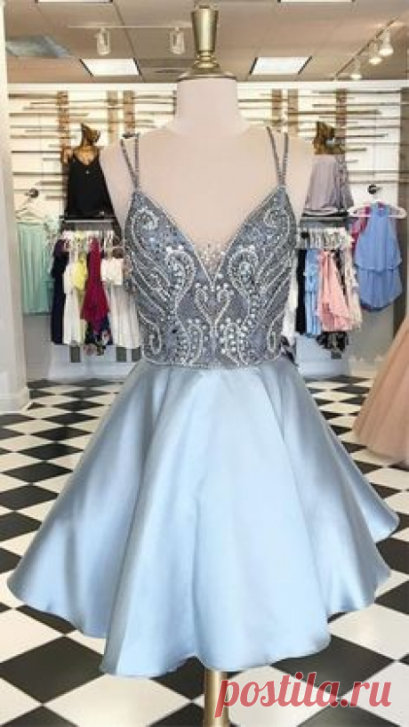 design beading short dresses for prom ,chic spaghetti straps a line short homecoming dresses for junior #homecoming