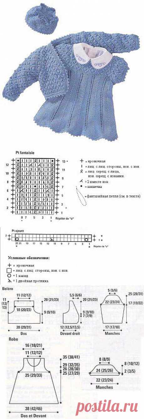 Болеро, платье и шапочка для девочки | Вязание спицами и крючком &amp;#8211; Азбука вязания