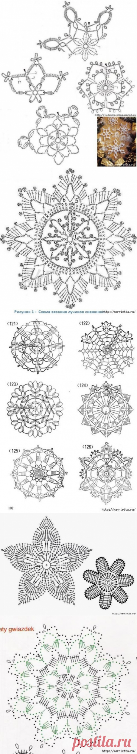 Вязаные снежинки. Схемы.