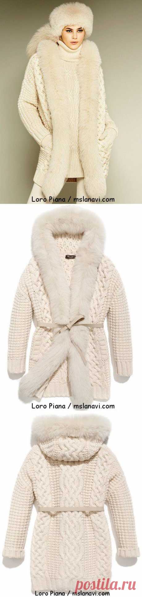 Вязаное женское пальто спицами от Loro Piana | Мисс Лана Ви | г-жа Лана Vi