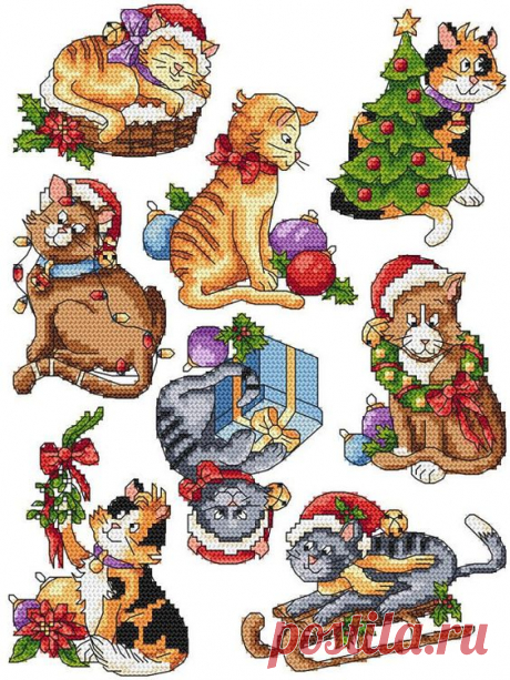 Christmas Cats Digital Pdf Funny Cats Counted Cross Stitch - Etsy
