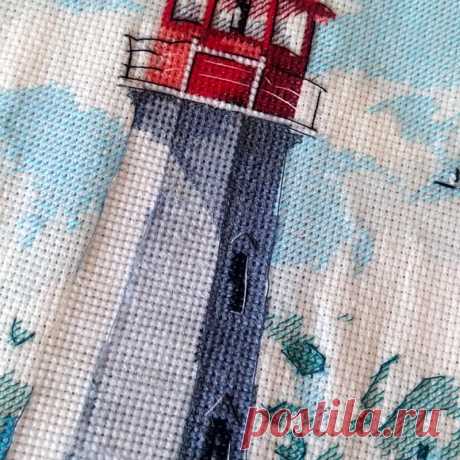 Lighthouse Painting Seascape Artwork Original Hand cross stitch Wave Wall art - Shop RomanovaCrossStitch Wall Décor - Pinkoi