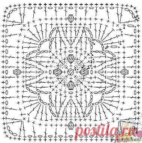 Красивый квадратный мотив крючком для стильных изделий