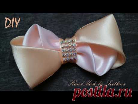 Бантик из ленты Канзаши DIY Bow of ribbon Kanzashi  Laço de Cetim Curva da fita Baugen av bånd