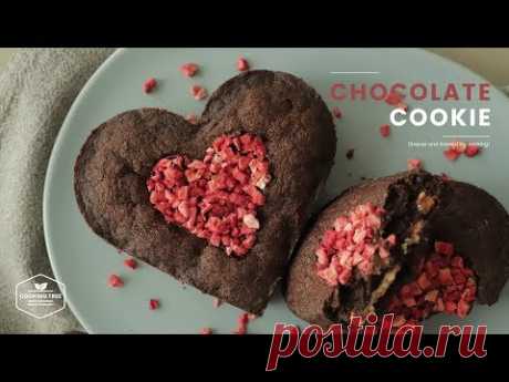 빅사이즈! 하트 초콜릿칩 쿠키 만들기 : Heart Chocolate Chip Cookie Recipe : ハートチョコチップクッキー | Cooking tree