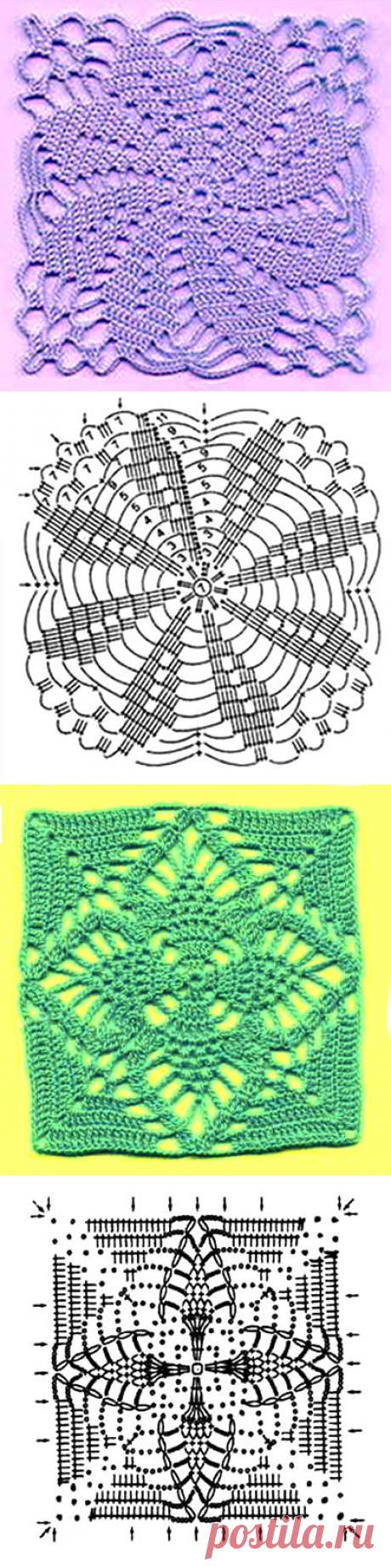 Коллекция вязаных мотивов. Крючок. Часть 3