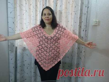 poncho hojas de otoño en crochet