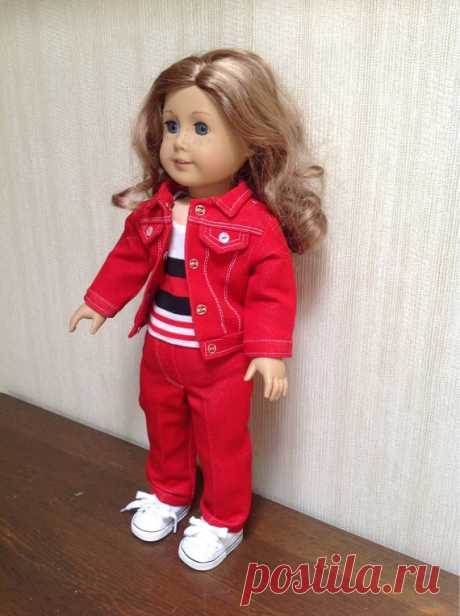 18" Girl Doll Red Pantsuit and Tank Top Clothing Set