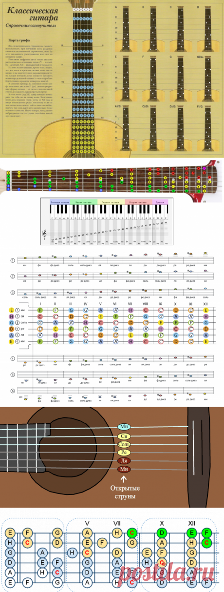Показать все ноты на 6 струнной гитаре | Мир интересных новостей и фактов. Stroiklik.ru