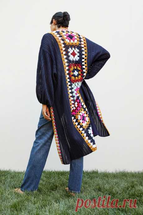 Kimono de paño recortado con ganchillo de cuadrados | Sitio oficial de Anthropologie Mexico
