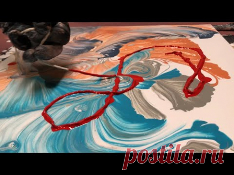 Fluid Painting Acrylic STRING SWIPE? Fluid Art WIGGLZ ART Please Share and Subscribe..