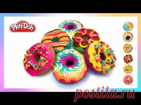 How to Make Play Doh Rainbow Donuts. Play Doh Videos for Kids
