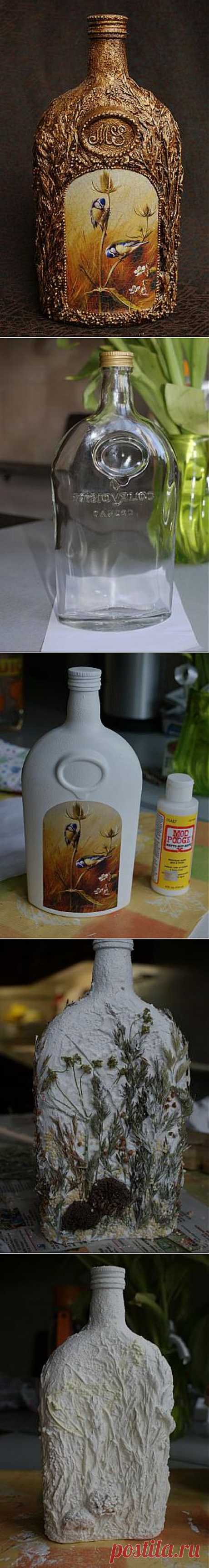 Декоративная бутылка в технике «Терра».МК.