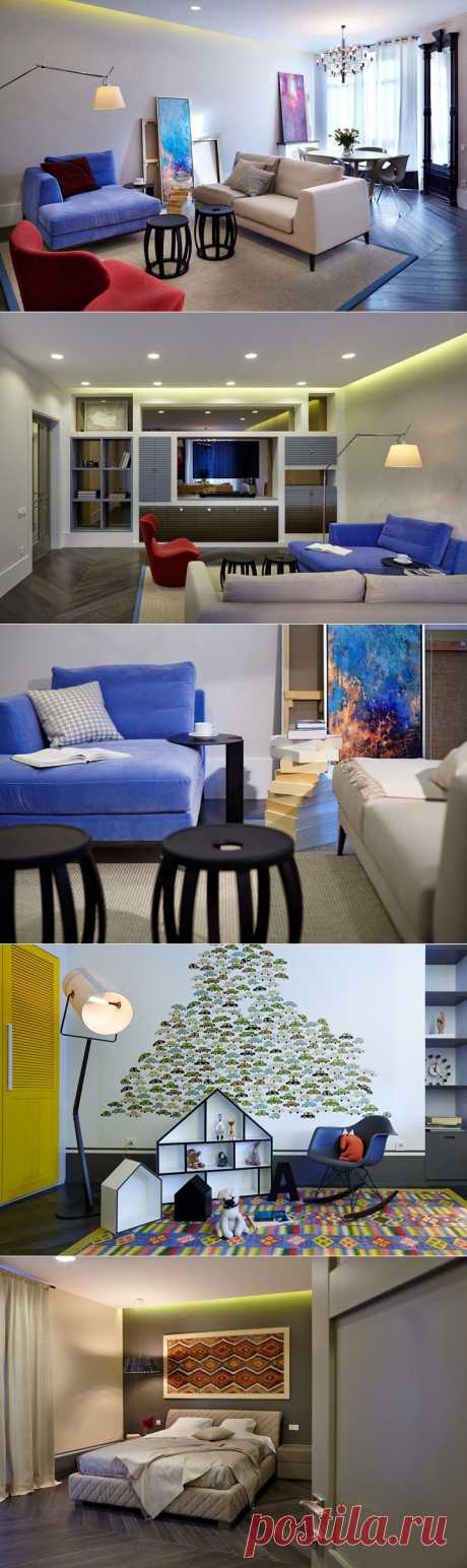 Красочный и уютный дизайн трехкомнатной квартиры | Школа Ремонта