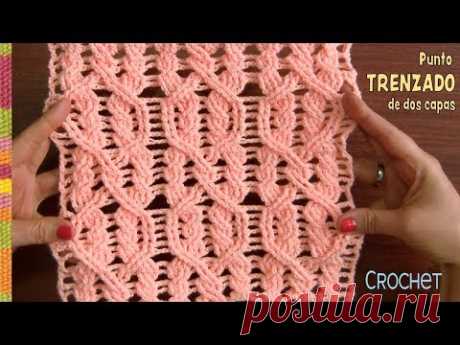 Punto trenzado en dos capas tejido a crochet paso a paso / Tejiendo Perú