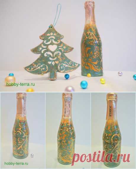 Идея декорирования бутылки шампанского в стиле винтаж | ХоббиТерра - Ваш компас в мире увлечений