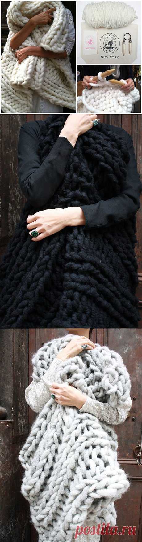 Big Loop Merino Chunky Knit Blanket or Rug Knit Kit от loopymango 
крупная пряжа