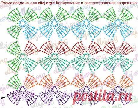 Цветочный узор Клевер • Безотрывное вязание | Вязание крючком от Елены Кожухарь