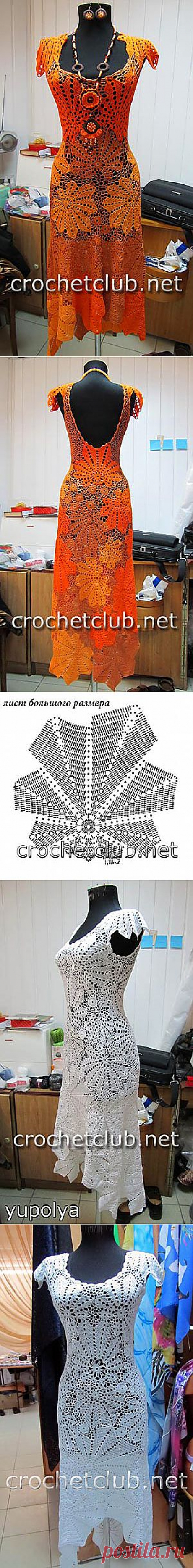 Платье крючком «Золотой листопад» - Вязание Крючком. Блог Настика