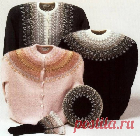 Знаменитый &quot;Большой воротник&quot; с переводом! Bohus knitting-особая техника жаккарда! Рада поделится описаниями знаменитых кардигана с круглой кокеткой и жакета с эффектным рисунком! Для этого вам понадобится 11 различных цветов и оттенков пряжи!