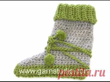 DROPS Crocheting Tutorial: Slippers in DROPS Extra 0-888