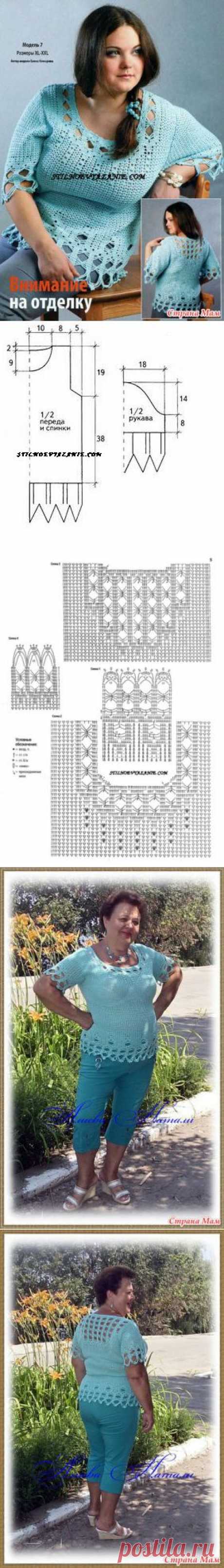 Голубая блуза для солидных дам - Вязание - Страна Мам