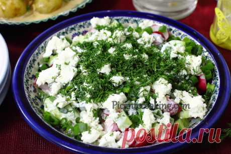 Салат з редиски та огірків з бринзою | Picantecooking