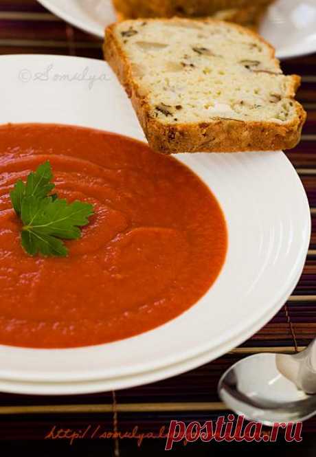 Суп из запеченных перцев и помидор