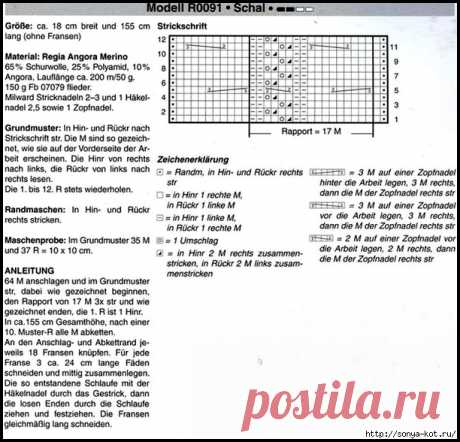 Красивый женский шарф спицами.