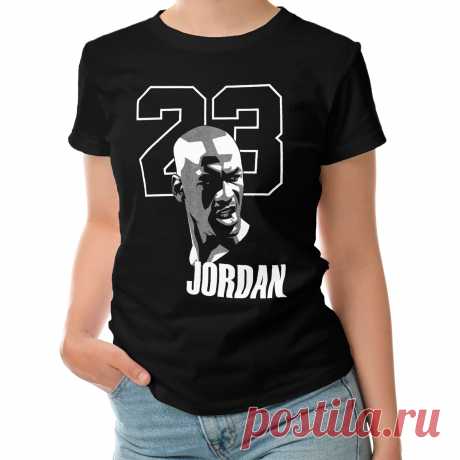 Женская футболка «Michael Jordan.Chicago Bulls.NBA.Майкл Джордан #2» цвет черный - дизайнер принта Kaplio