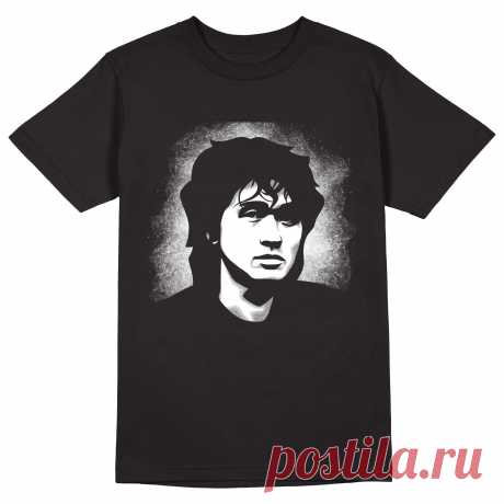 Мужская футболка «Виктор Цой. Портрет 2.» цвет черный - дизайнер принта Kaplio