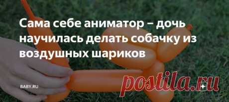 Сама себе аниматор – дочь научилась делать собачку из воздушных шариков. Моя малышка научилась делать этих собачек на раз-два-три, и теперь звезда любого детского праздника. Пара минут – и игрушка готова. У дочки все больше таксы получаются, с вытянутым телом.