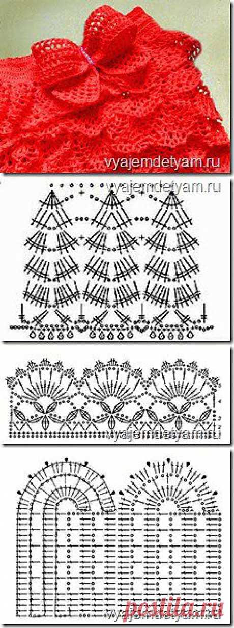 Оборочки и рюши. Схемы вязания крючком. | Вяжем детям