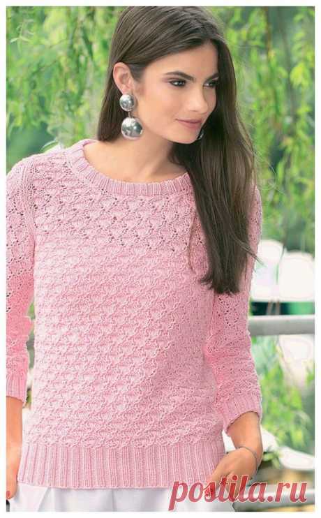 EASY PINK PULLOVER WITH OPEN PATTERN
