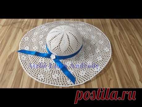 Chapéu de praia florido de crochê/regravação hat sombrero