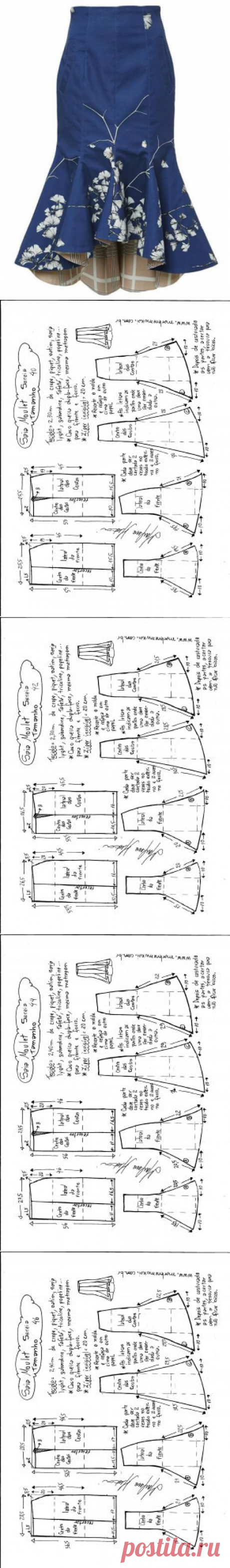 Saia Mulet sereia – DIY – molde, corte e costura – Marlene Mukai
